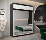 Šatní skříň Abi T3 s nástavcem Barva korpusu: Černá, Rozměry: 150 cm, Dveře: Černá