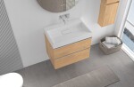 CERANO - Koupelnová skříňka Velora - dub medový, úchytka chrom + umyvadlo z lit. mramoru Vita - bílá matná - 70x63x46,5 CER-8050BD84051