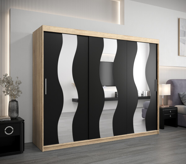 Šatní skříň Abi Se Barva korpusu: Dub Sonoma, Rozměry: 250 cm, Dveře: Černá