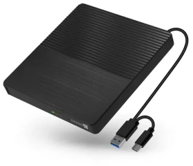 CONNECT IT CFF-1030-BK 3v1 SlimDrive černá / Externí CD/DVD mechanika / USB-C + USB-A (CFF-1030-BK)