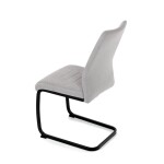 Židle jídelní, světle šedá látka, černé kovové nohy