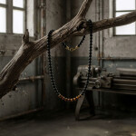 Pánský náhrdelník Sebastien - onyx, tygří oko, chirurgická ocel, Černá 45 cm