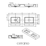 CERANO - Dvojumyvadlo z litého mramoru Dualia s podpěrnou konzolí - nástěnné - černá matná - 133x46x45 CER-WA08-B08SH