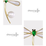 Perleťová brož Swarovski Elements Francoa - vážka, perla, Zelená
