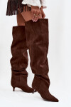 Nafukovací dámské kozačky na jehlovém podpatku čokoládové Ysolienne 38