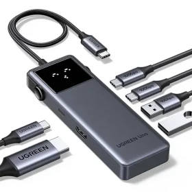 UGREEN Uno CM888 stříbrná / USB Hub / HDMI 4K 60Hz / 2x USB-A 3.2 Gen2 10Gb/s / 2x USB-C 3.2 Gen2 10Gb/s / PD 100W (35998)