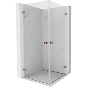 MEXEN/S - Lunar-B Duo sprchový kout dveře křídlové 80 x 80, transparent, růžové zlato 832-080L-080P-60-00