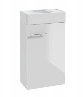 Erga Kim, závěsná WC skříňka 50x23x60 cm + keramické umyvadlo 50cm, bílá lesklá, ERG-207-D-05016+1430 ERG-207-D-05016-1430