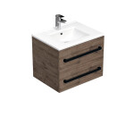 Koupelnová skříňka s černou úchytkou a umyvadlem SAT Cube Way 60x53x46 cm dub Wellington mat CUBE46C602DWMOD CUBE46C602DWMOD