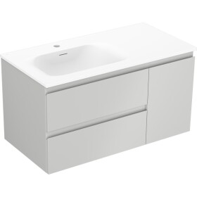 MEXEN/S - Orio koupelnová skříňka 90 cm s umyvadlem Vela levá, 2S, 1D, šedá mat/bílá mat 91A13-09047-3-BBFFF62-W23L01