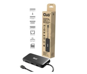 Club3D Dokovací stanice USB-C 8v1, 1xHDMI, 1xDP, 1xUSB-C, 2xUSB, 1xRJ45, černá EDF_795300