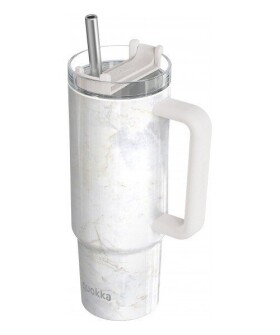 Nerezový termohrnek s brčkem Vibe Marble 880ml