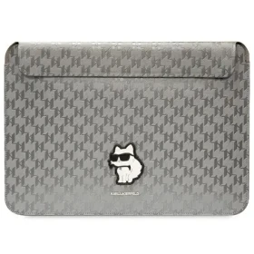 Karl Lagerfeld Pouzdro Saffiano Monogram Choupette 14" stříbrná / Pouzdro na notebook (KLCS14SAKHPCG)