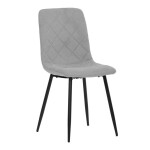 Židle jídelní, stříbrná látka, nohy černý kov