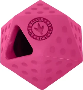 KIWI WALKER Gumová hračka ICOSABALL Mini růžová / Hračka pro psy / otvor na pamlsky / 6,5 cm (RUB-858)
