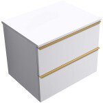 CERANO - Koupelnová skříňka Velora - bílá matná, úchytka zlatá + deska z lit. mramoru Elanys - 12 mm - bílá matná - 70x54,2x46,5 CER-679422