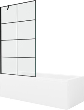 MEXEN/S - Cubik obdélníková vana 170 x 70 cm s panelem + vanová zástěna 100 cm, černá vzor 550317070X9510007077