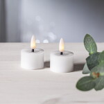 STAR TRADING Čajová LED svíčka Flamme White 4 cm – set 2 ks, bílá barva, plast