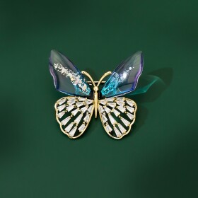 Brož se zirkony Esmeralda - motýl, Zelená