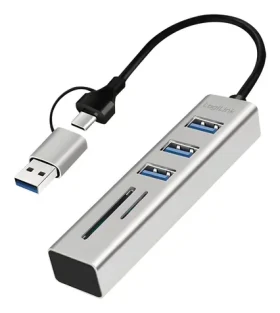 LogiLink USB-C Hub s čtečkou karet šedý / USB hub / 3x USB-A / SD, microSD / 5 Gbit/s (UA0445)