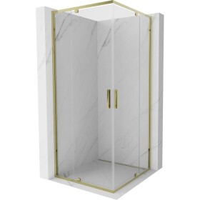 MEXEN - Exo čtvercový křídlový sprchový kout 100 x 100, transparent, zlato 8110-100-100-50-00