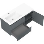 MEXEN/S - Rivel koupelnová skříňka 100 cm s umyvadlem Otis levá, 2S, 1D, reliéf, grafit/bílá mat 91A23-10047-3-BBFFF66-W18L01