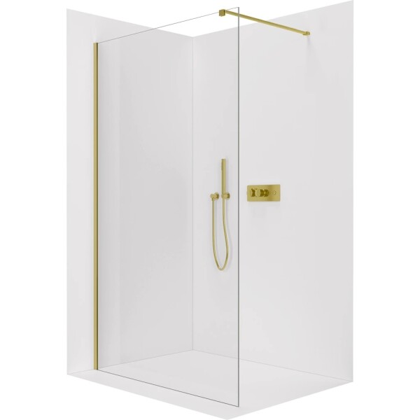CERANO Sprchová zástěna Walk-in Onyx Cube L/P - 8 mm - hranatá vzpěra - zlatá, transparentní sklo - 80x200 cm
