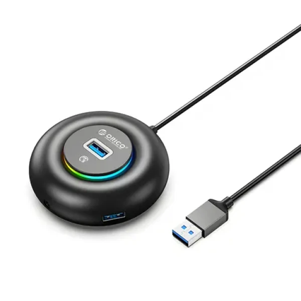 Orico YXR4-U3 černá / USB hub / 4x USB-A 3.0 / RGB / audio port / 0,3m