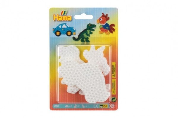 Podložka na zažehlovací korálky Hama MIDI auto,papoušek,dinosaurus plast 3ks na kartě 12x18x3cm