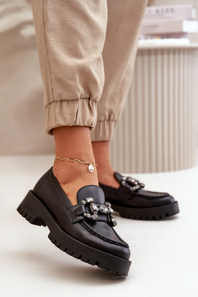 Dámské Kožené Mokasíny S Dekorací Černé CheBello 4369 40