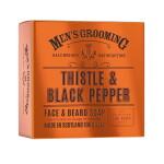SCOTTISH FINE SOAPS Pánské tuhé mýdlo na obličej a vousy Thistle/Black Pepper 100 g, oranžová barva, papír