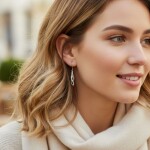 Stříbrné visací náušnice se zirkony Lenna - stříbro 925/1000, Stříbrná