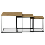 Sada 3 konferenčních stolů, MDF deska, dekor divoký dub, černý kov