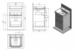 SAPHO - THEIA umyvadlová skříňka 46,4x70x44,2cm s umyvadlem THALIE, 2xzásuvka, bílá (TH050) TH050-3030-01