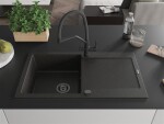MEXEN/S - Leo granitový dřez 1-miska s odkapávačem včetně baterie Duo, černá/zlatá metalik 6501-75-671701-70-B
