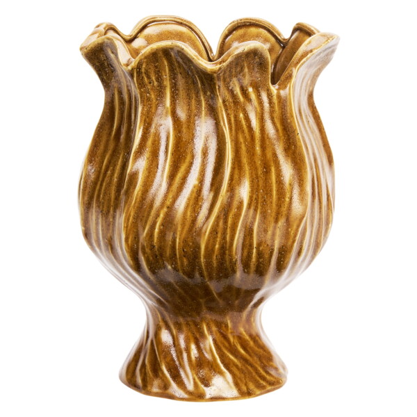 MADAM STOLTZ Obal na květiny Warm Yellow 32 cm, hnědá barva, keramika