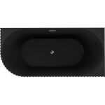 MEXEN/S - Gia volně stojící rohová vana reliéf pravá 150 x 75, černá mat, sifon a přepad zlatá 52701507571P-50