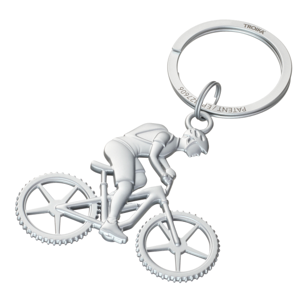 TROIKA klíčenka - horské kolo, kovová, matná, stříbrná