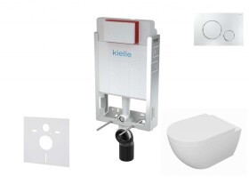 Kielle - Genesis Set předstěnové instalace, klozetu Oudee, sedátka softclose a tlačítka Gemini II, lesklý chrom 30505SZ68