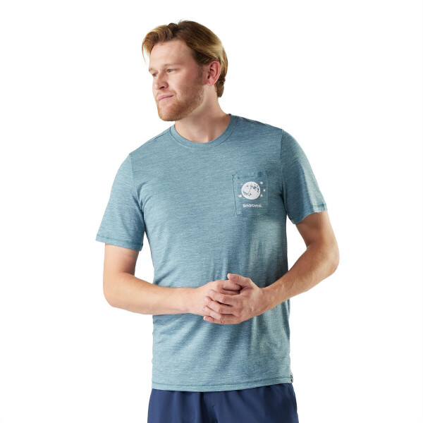 Pánské merino tričko s krátkým rukávem SMARTWOOL Men's Merino Hemp Blend Peak Pints Short, Dusty Teal velikost: L