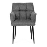 Židle jídelní, šedá vodoodpudivá látka, černý matný lak, kovové nohy