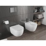 MEXEN/S - Carmen Závěsná WC mísa Rimless Tornado včetně sedátka s slow slim, duroplast, bílá lesk 30880400T