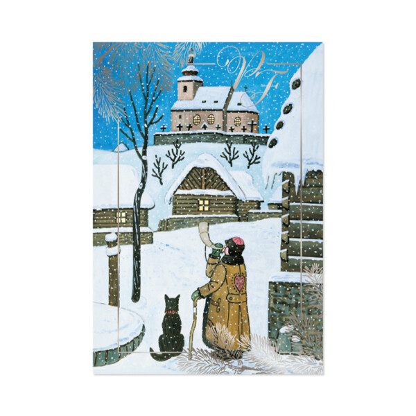 Vánoční přání - Ponocný troubí na roh - Albi