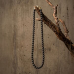 Pánský korálkový náhrdelník Fernando Gold - 6 mm lávový kámen, Černá 60 cm