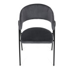 Židle jidelní, šedá látka, černá kovová noha