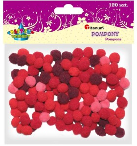 Titanum Bambulky pompom 10 mm červený mix 120 ks