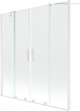 MEXEN/S - Velar Duo Dvoukřídlá posuvná vanová zástěna 160 x 150 cm, transparent, bílá 896-160-000-02-20