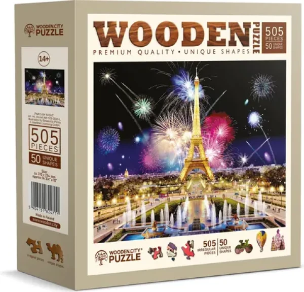 WOODEN CITY Dřevěné puzzle Noční Paříž 2v1