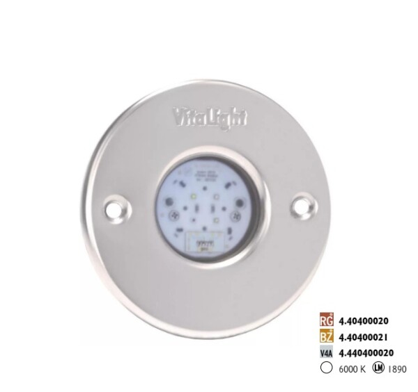 LED Světlo Hugo Lahme - Denní bílá 6000 K; 24 V; 4 LED, Ø 110 mm, červený bronz - odolná vůči slané vodě, pro fóliové a betonové bazény