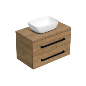 Koupelnová skříňka s černou úchytkou a krycí deskou SAT Cube Way 80x47,5x46 cm dub Hickory mat CUBE46C803DH45 CUBE46C803DH45